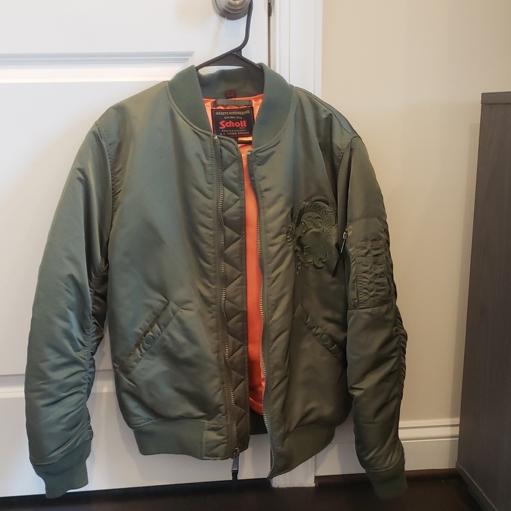 NEVER WORN Schott Olive Green Bomber Jacket